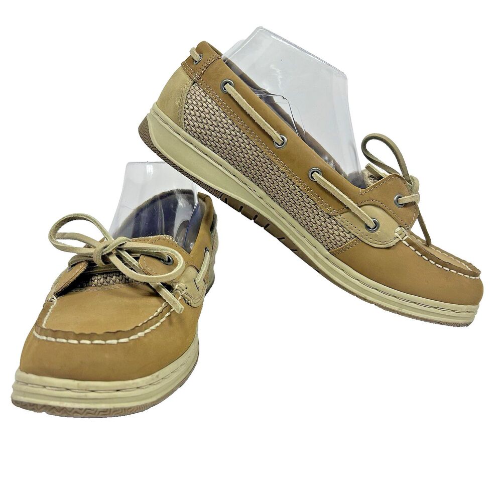 Khombu Brown Leather Boat Shoes Loafers Women’s 10 Slip In Casual Summer Comfort